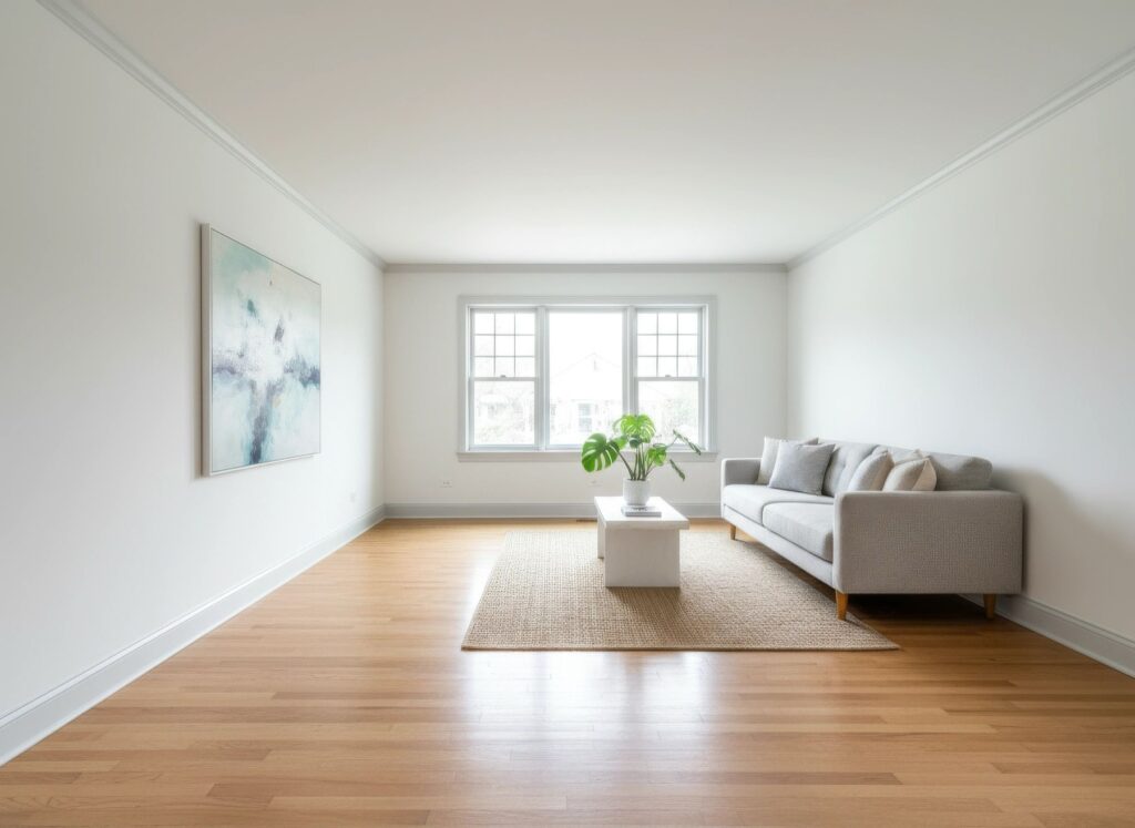 Finished residential living room interior